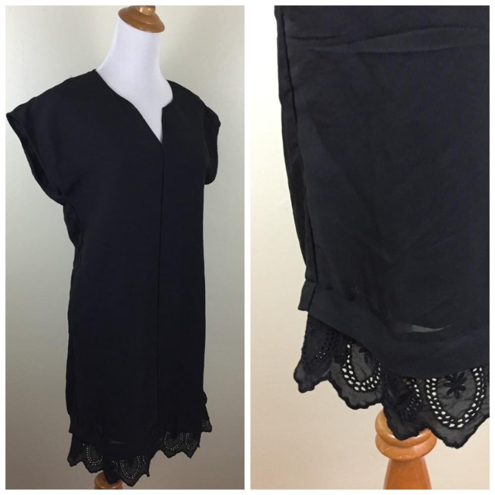 MADEWELL Scallop Lace Hem Flutter Loose Fit Dress